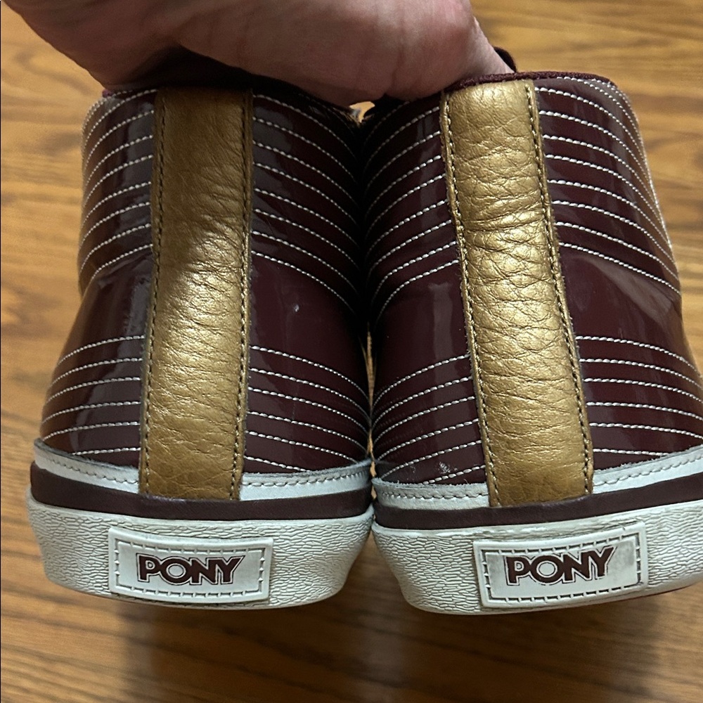 Pony Sneakers Men's 10.5 Burgundy Feed the Cat Mid High-Top Retro - Picture 3 of 12